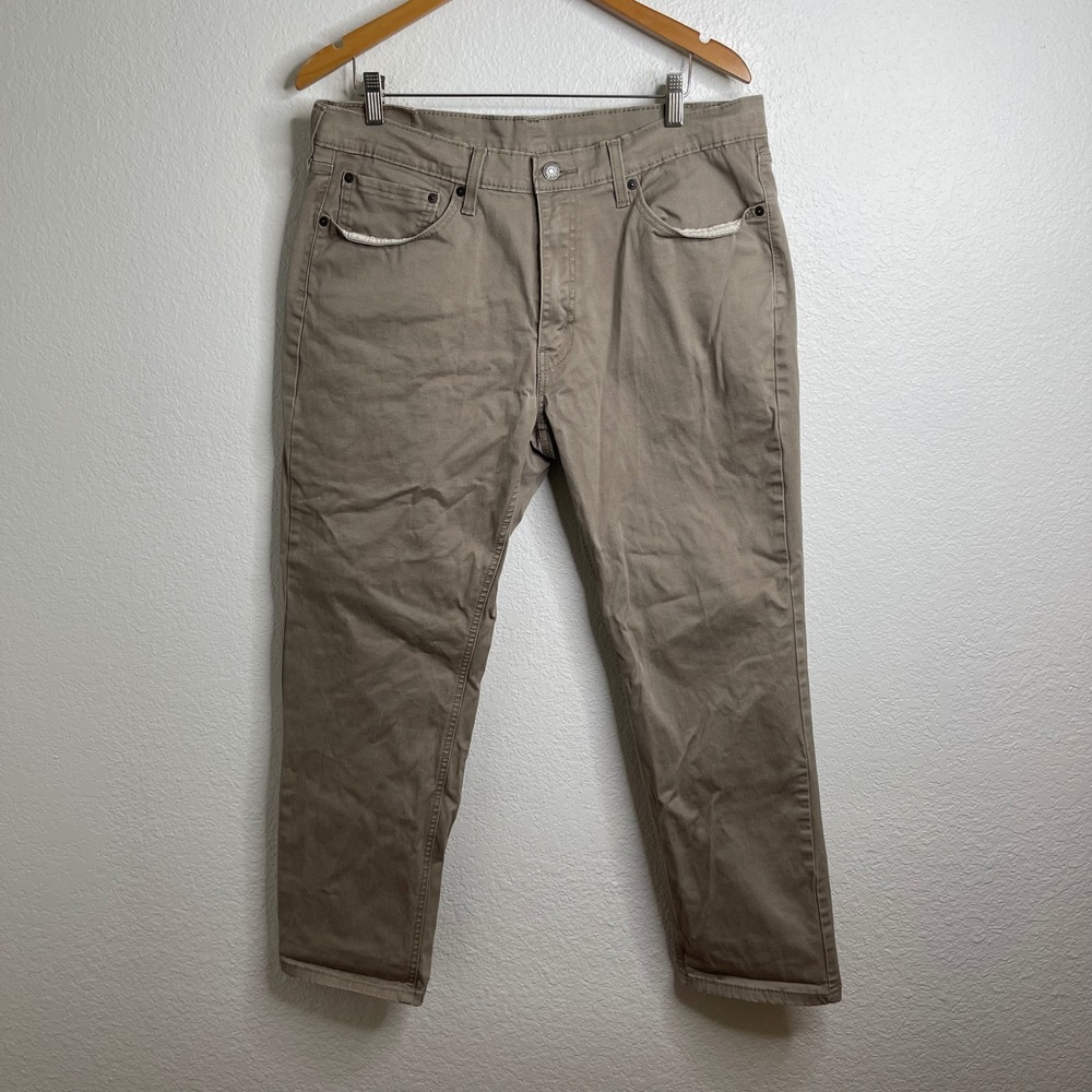 Levis 541 Athletic Taper Khaki Tan Stretch Pants Mens 36x30 Chino Twill Trousers - Picture 3 of 3
